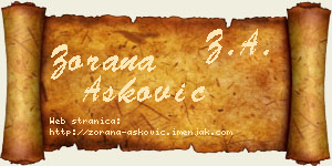 Zorana Ašković vizit kartica